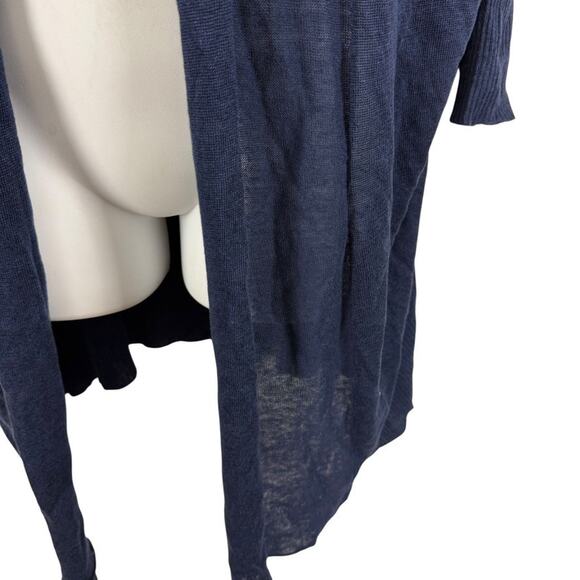 Pure Amici Womens Open 100% Linen Longline Cardigan Sweater Navy Blue sz 1 / M - Picture 7 of 16